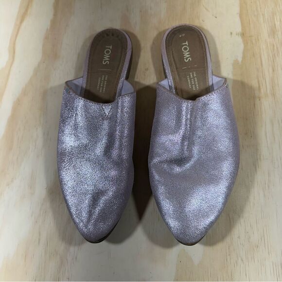 Toms Pink Metallic Mules Women’s Size 8 - Picture 2 of 8